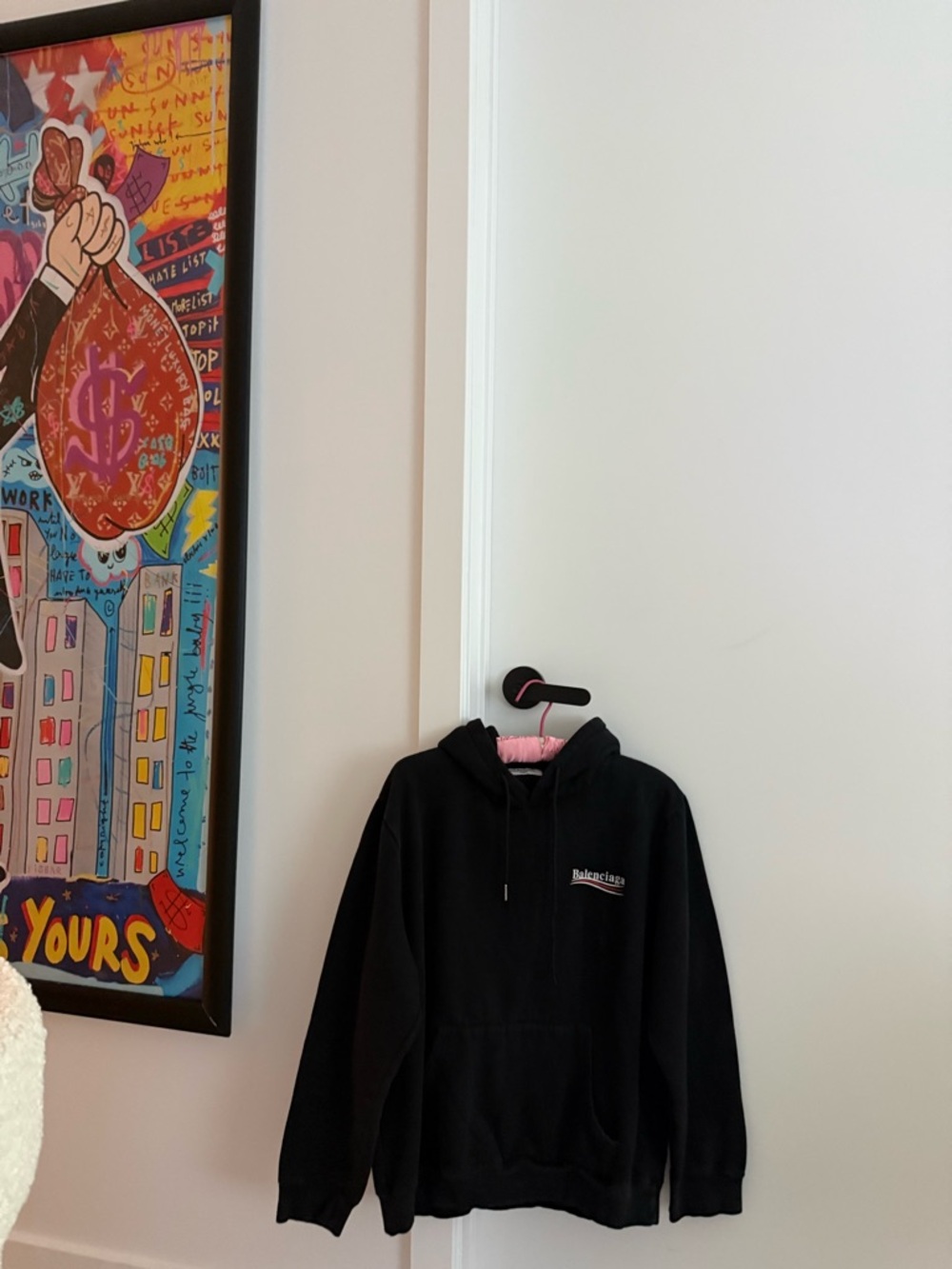 Balenciaga Black Pullover Hoodie with Subtle Logo